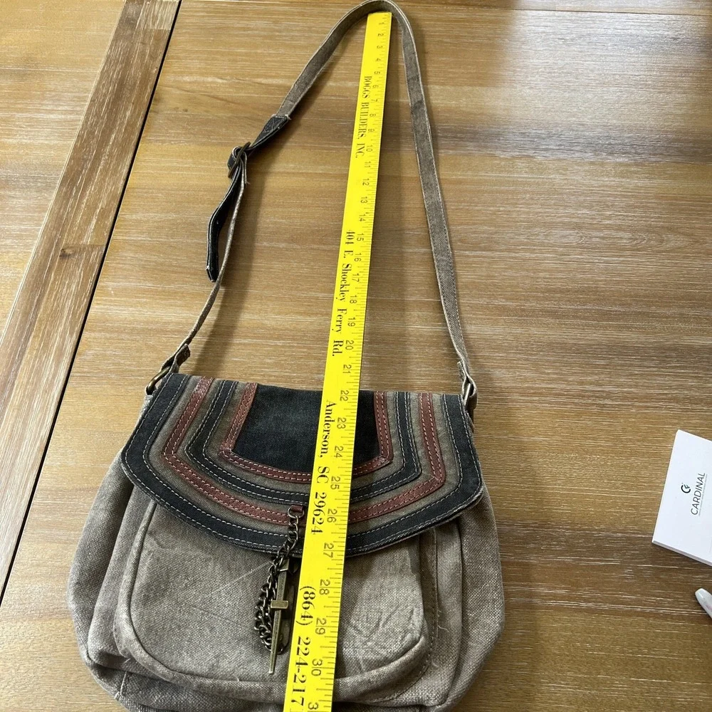 Mona B Purse Tote Crossbody Canvas Leather Handbag Satchel Unique Pin‎ Lock